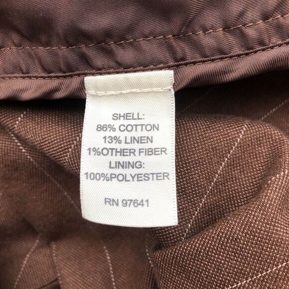 J Jill Pin Striped Skirt/12 Jacket/10 Suit Set Linen Blend Havana Brown Workwear - Picture 7 of 16